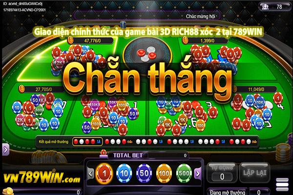 Giao diện chính thức của game bài 3D RICH88 xóc  2 tại 789WIN 