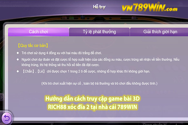 Hướng dẫn cách chơi game bài 3D RICH88 xóc đĩa 2 tại 789WIN 